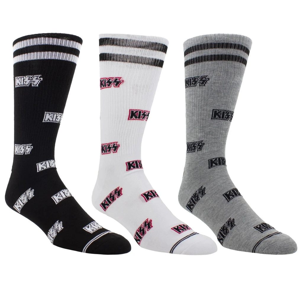 KISS 3 Pair Crew Socks Gift Box Men's One Size Rock Band Novelty Socks