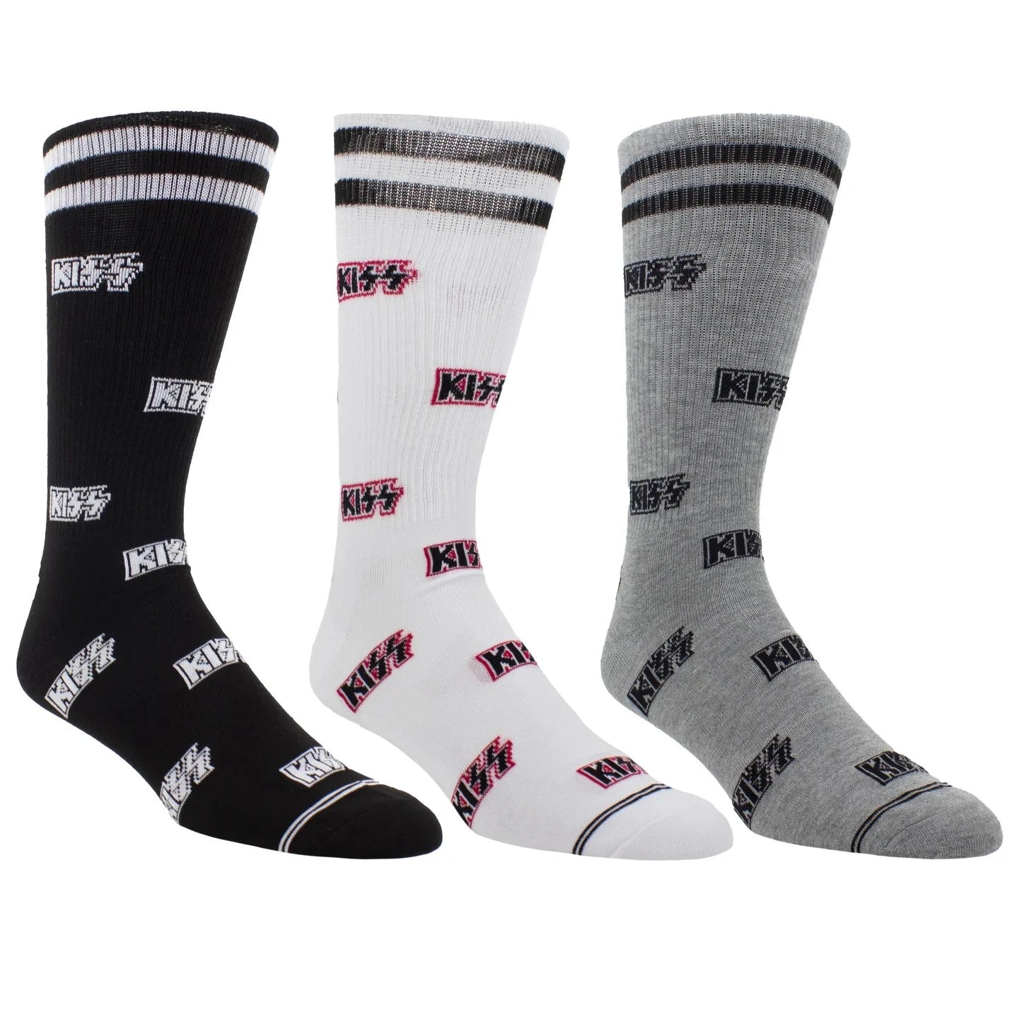 KISS 3 Pair Crew Socks Gift Box Men's One Size Rock Band Novelty Socks