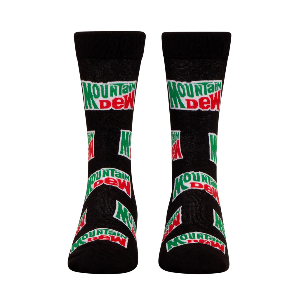 Mountain Dew Crew Socks 2 Pair Novelty Soda Graphic Unisex Men Women