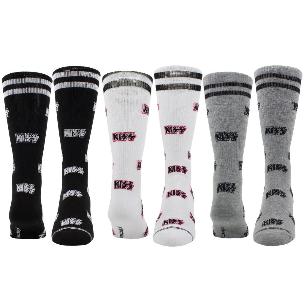 KISS 3 Pair Crew Socks Gift Box Men's One Size Rock Band Novelty Socks