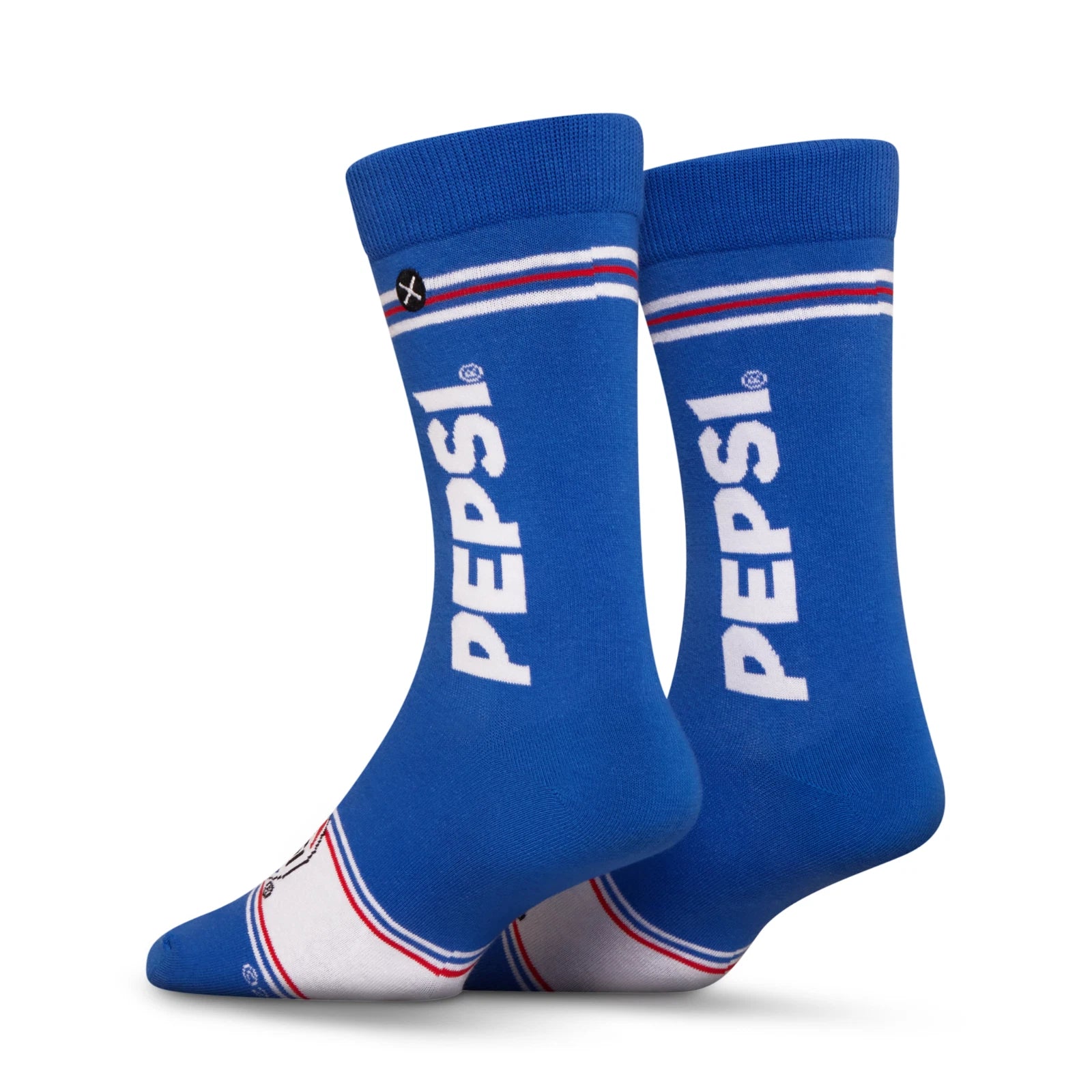 Blue socks with Pepsi logo on a white background
