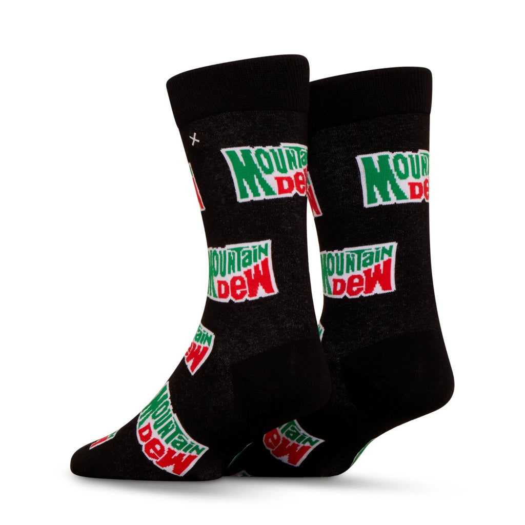 Mountain Dew Crew Socks 2 Pair Novelty Soda Graphic Unisex Men Women