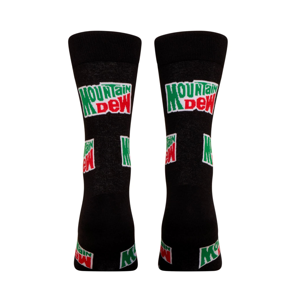 Mountain Dew Crew Socks 2 Pair Novelty Soda Graphic Unisex Men Women