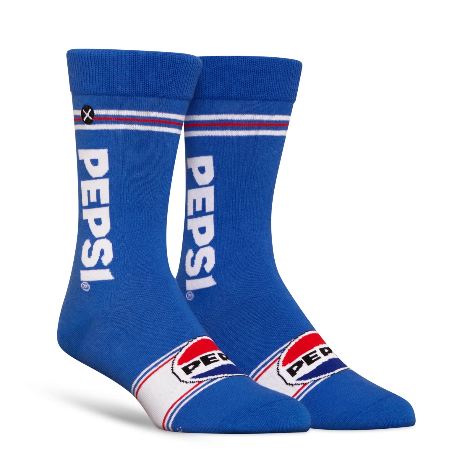 Blue socks with Pepsi logo on a white background