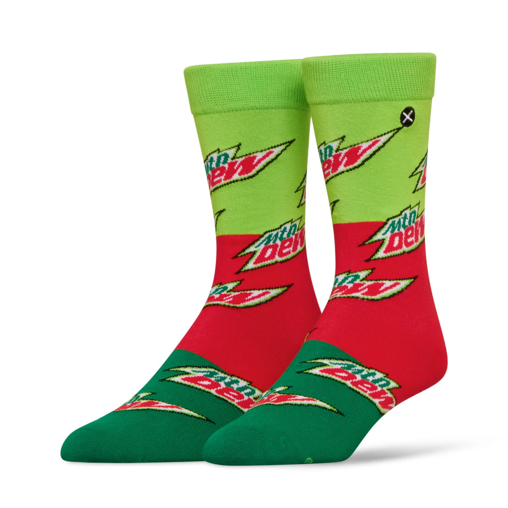 Mountain Dew Crew Socks 2 Pair Novelty Soda Graphic Unisex Men Women