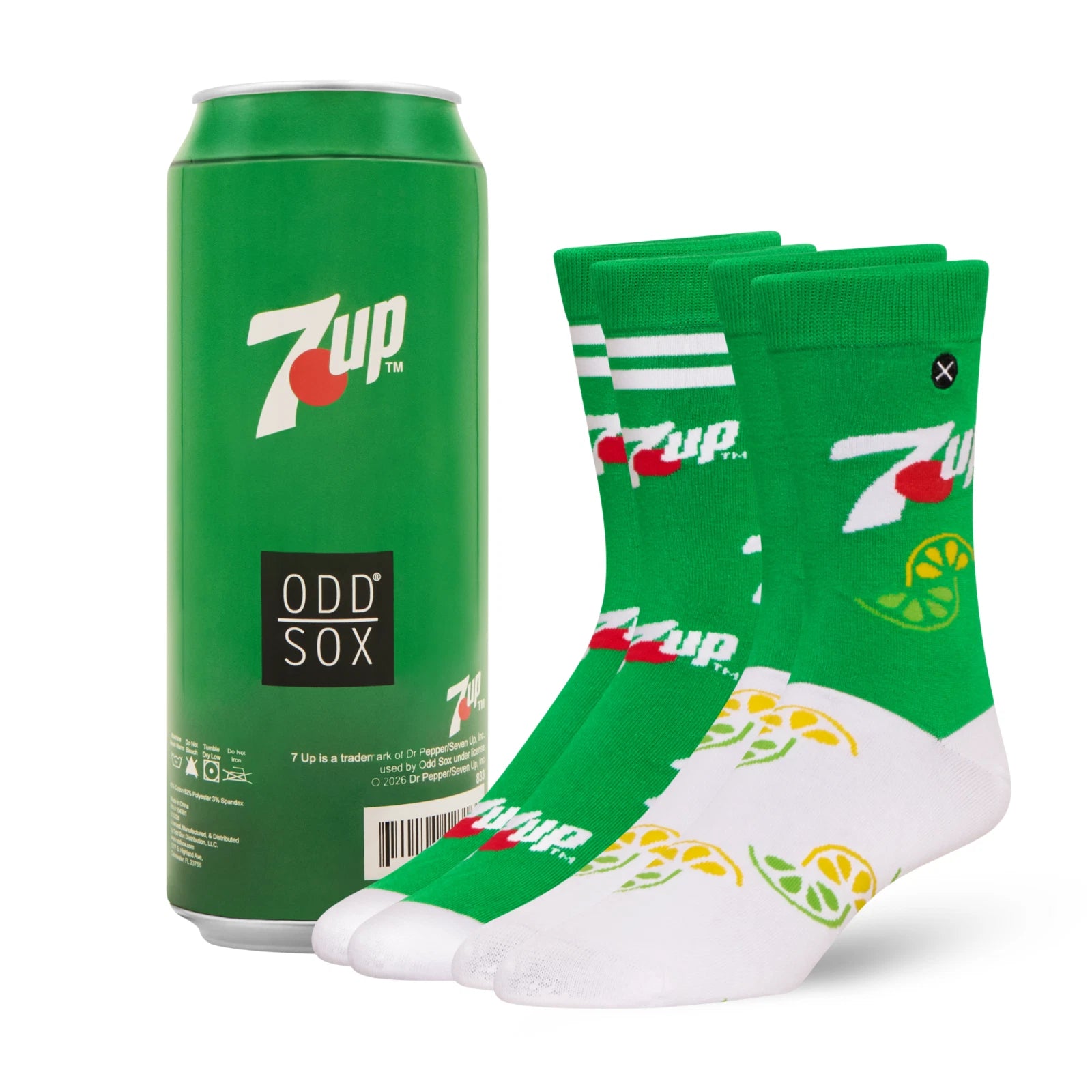 7UP Crew Socks 2 Pair Novelty Soda Graphic Unisex Men Women