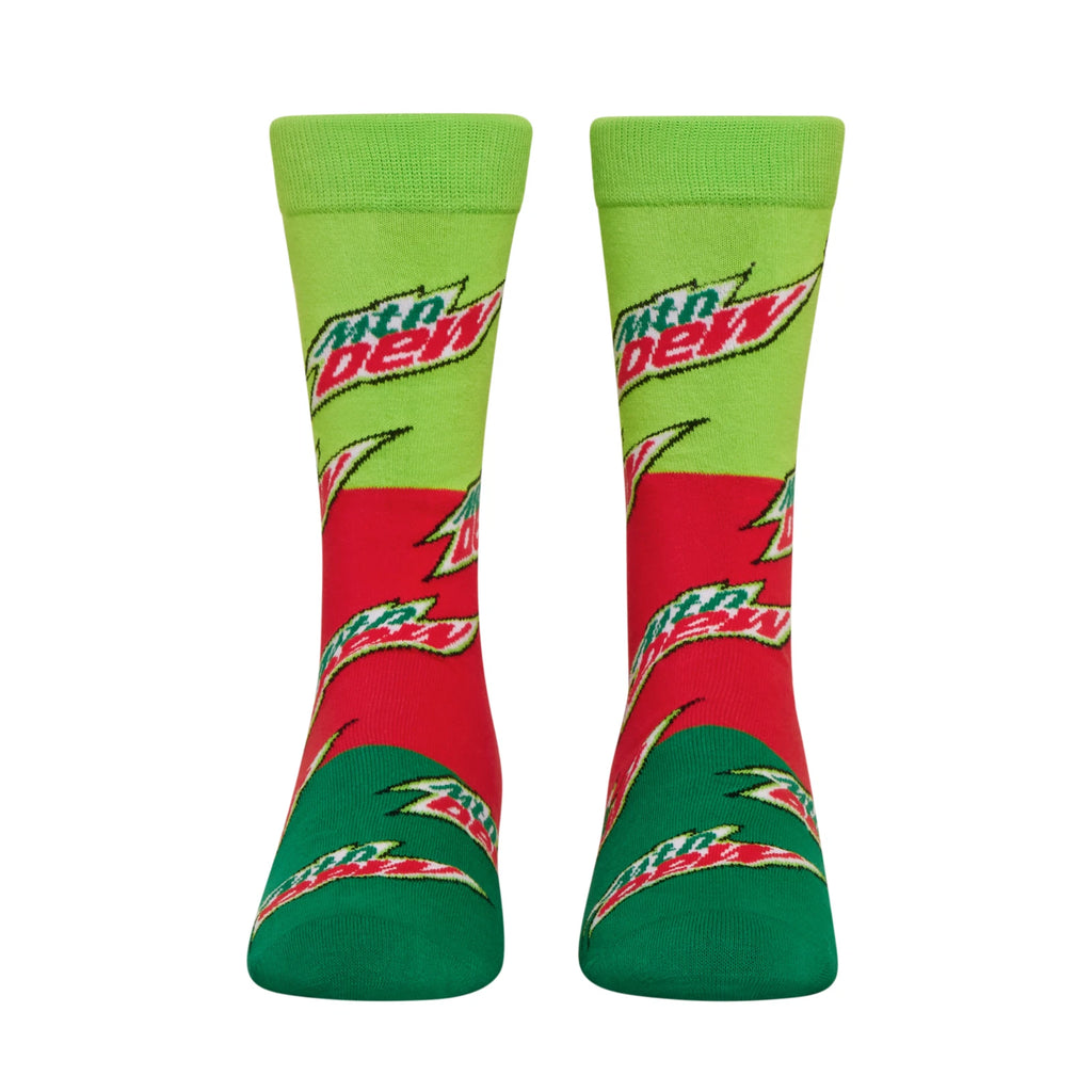 Mountain Dew Crew Socks 2 Pair Novelty Soda Graphic Unisex Men Women