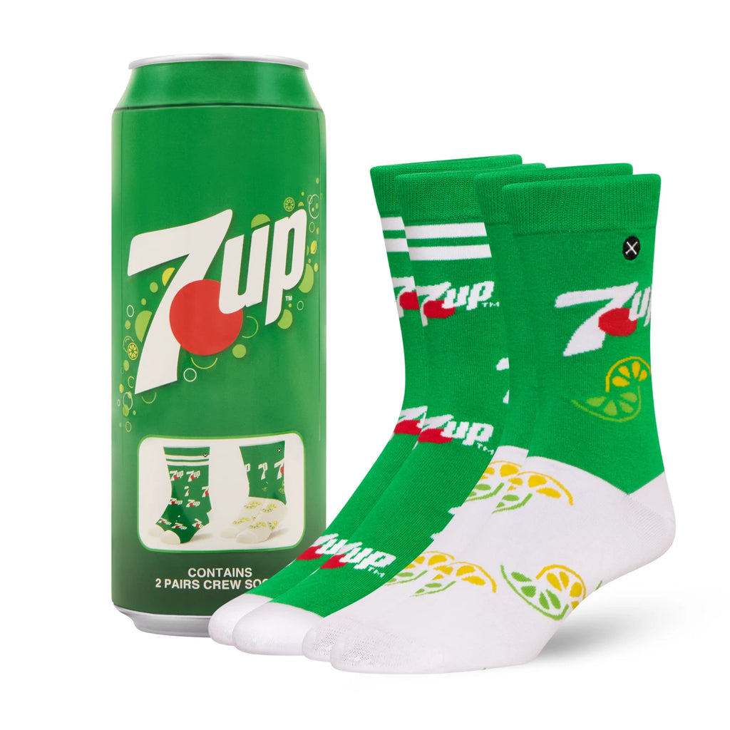 7UP Crew Socks 2 Pair Novelty Soda Graphic Unisex Men Women